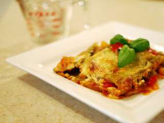 Lasagnes aux légumes, sauce fromage-basilic