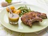 Côtes d'Agneau à la moutarde à l'ancienne et aux herbes, sauce au miel