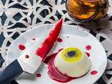 Oeil ensanglanté pour Halloween! {Panna cotta Noix de coco & Chocolat blanc}