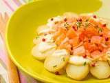 Salade de Pommes de Terre Princesse Amandine au Saumon fumé, Sauce Raifort