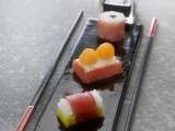 Sushis sucrés-salés à la charcuterie Aoste et Fruits d’été