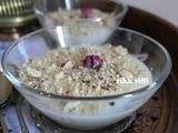 Crème de riz à la halva turque ( halwet tork ou chamia ) au géranium
