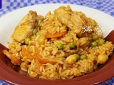 Plat de riz algérien au poulet- pois chiches et petits légumes