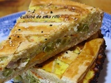 Tourte au poulet- omelette baveuse - petits pois frais et parmesan- recette personnelle