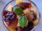 Verrines de melon et chutney de figues et mirabelles