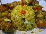 Brochette de dinde et riz au safran à l'indienne