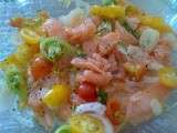 Duo de carpaccio saumon et concombre fraîcheur