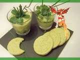 Assiette monochrome : le  vert avec une Verrine Mousse d'avocat façon guacamole  pour une assiette monochrome