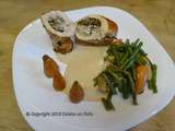 Ballottines de volaille aux champignons et aux noix, sauce au foie gras