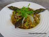 Crozets au sarrasin en risotto aux asperges vertes et aux cèpes séchés