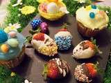 Cupcakes de Pâques et Fraises en habits de fêtes