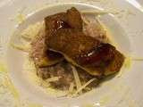 Foie gras de canard poêlé sur Risotto aux Myrtes et à l'huile de truffe