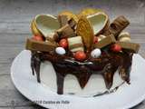 Layer cake cacao, confiture clémentines corses, ganache montée chocolat blanc, couverture chocolat noir