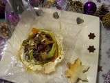 Papillotes de foie gras aux épices et girolles , tagliatelles de carottes et poireaux et petite sauce crémeuse au Marsala