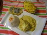 Saumonette au massalé ,  curcuma et lait de coco accompagnée d'une pitaya  et d'un riz parfumé thaï ou basmati