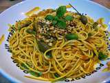Spaghettis façon sicilienne au thon, câpres, piment et pissala