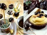 Tartelettes Cacao aux Cerises au Piment d’Espelette, Sabayon au Miel et Muscat et ses Figues en habit de Chocolat pimenté