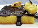 Carré fondant à l'orange, sauce chocolat au poivre noir