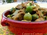 Tajine de veau aux olives vertes, citron & amandes