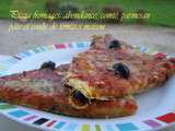 Pizza aux fromages: Abondance, comté, parmesan Pâte et coulis de tomates maison