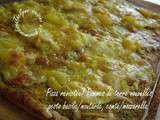 Pizza revisitée! Pommes de terre nouvelles, pesto basilic/moutarde, comté/mozzarella