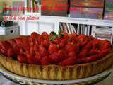Tarte aux fraises sur pâte sablée de Madame a.Sophie Pic, sur lit de crème pâtissière
