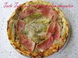 Tarte salée, façon tatin, pâte feuilletée, endives et jambon charcutier