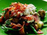 Salade de légumes grillés à la plancha, feta, bacon