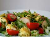 Salade de pommes de terre aux tomates cerises et oignons, épicée