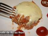 Gratin de riz au thon et champignons – 122 Kcal
