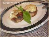 Champignons de Paris farcis, mozzarella basilic tomates séchées