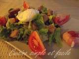 Salade paysanne, oeuf poché et crottin de chèvre lardé