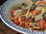 Salade de légumes aux moules sauvage (Livre de Jacques Lescoat. Belle-île, ainsi soit-elle)