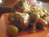 Kaaber bel zitoun(boulette de viande hachée olive champignon)