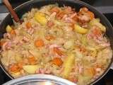 Chou blanc-carottes aux lardons