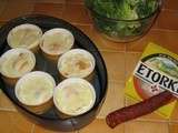 Oeufs cocotte à la basque, chorizo et poivrons