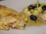 Cuisse de poulet en cocotte aux olives noires et romarin