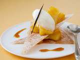 Ananas roti et sorbet aux fruits de la passion