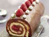 Bûche marrons-chocolat-framboises