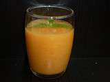 Gaspacho de melon,fritots de gambas au basilic