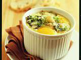 Oeufs cocotte au roquefort et chou-fleur