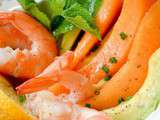 Salade de melon et avocat aux crevettes