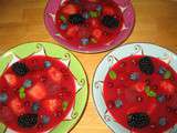 Soupe de fruits rouges au croquant de pralines