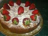 Gâteau aux fraises fourré à la framboise :