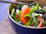 Salade anti-oxydante : Roquette, tomates, mozzarella, poivrons... et myrtilles