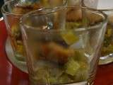 Verrines : Pavé de Saumon mi cuit sur poelée de Poireaux avec sa lamelle de Truffe