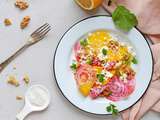Salade de betteraves multicolores, féta et noix