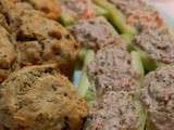 Muffins aux olives et romarin & Barquettes de concombre à la crème de thon