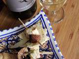 Brochettes champignons et halloumi, et un verre de Côtes de Gascogne