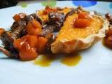 Tartelette à la mousse de carottes et sa poêlée de girolles